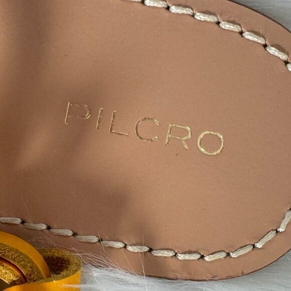 Anthropologie Pilcro Yellow Leather Ankle Tie Up Thong Sandals Sz 8 - Picture 5 of 7